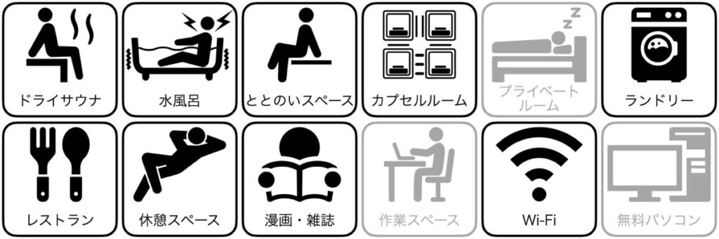 サウナ&カプセルホテルニュー小岩310の設備/サービス
