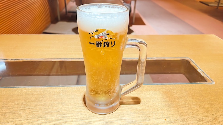 キリン一番絞り（生ビール）中ジョッキ｜サウナ&カプセルホテル北欧のレストラン